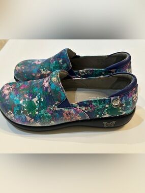 Alegria Teal Purple Pink Multi Floral Work Slip-On